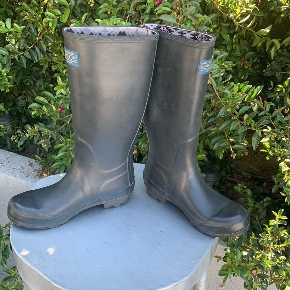 Pendleton Womens Classic Tall Black Wellie Rain Boots - Picture 5 of 8